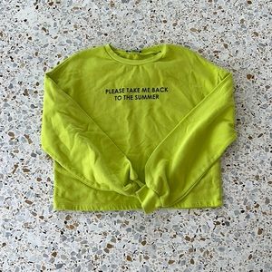 ZARA CREW NECK NEON GREEN SWEATSHIRT